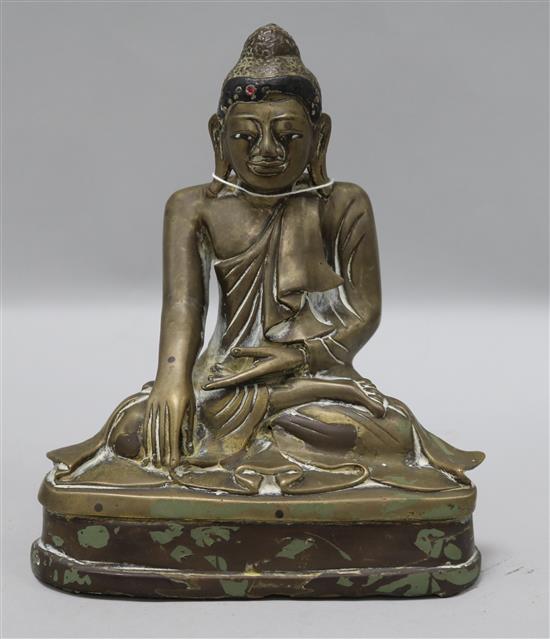 A Burmese bronze Buddha, H.21cm